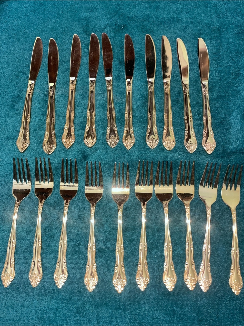 Rogers vintage gold electroplated stainless Dream Rose silverware